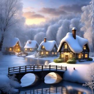 Winter village iPhone wallpaper