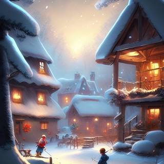 Winter village iPhone wallpaper