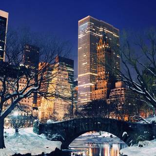 Winter New York City laptop wallpaper