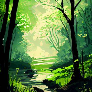 Green painting wallpaper