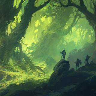 Green painting wallpaper