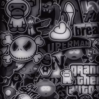 iPhone cartoon graffiti black wallpaper