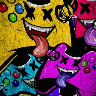 iPhone cartoon graffiti black wallpaper