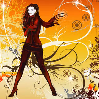 Vector autumn girl wallpaper