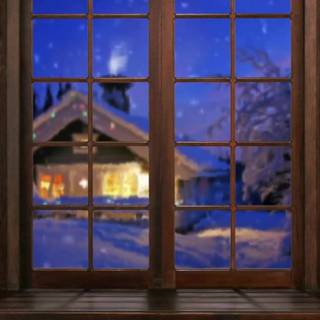 Winter snow window wallpaper