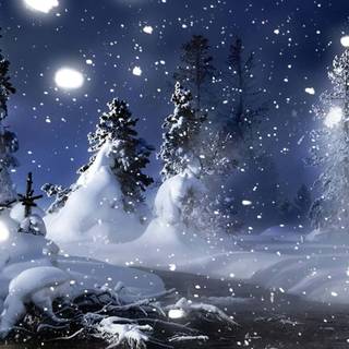 Winter Christmas landscape wallpaper