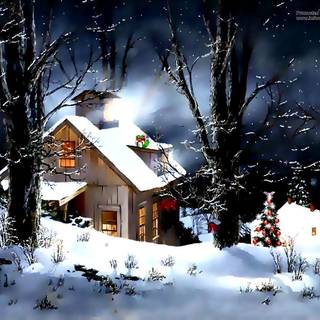 Winter Christmas landscape wallpaper