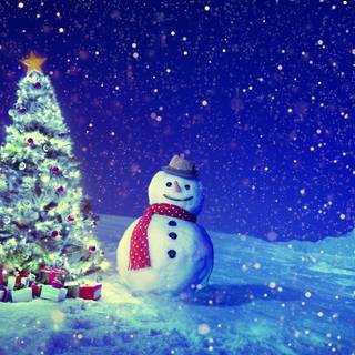Winter Christmas landscape wallpaper