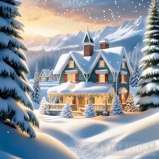 Winter Christmas landscape wallpaper