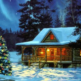 Winter Christmas landscape wallpaper