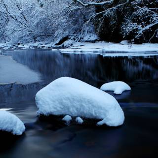 Winter forest river wallpaper