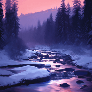 Winter forest river wallpaper