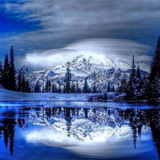 Blue winter scenery wallpaper