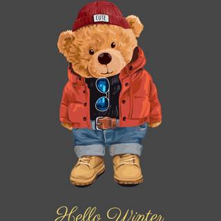 Cute winter bear wallpaper