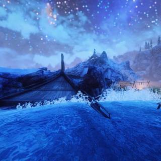 Blue winter scenery wallpaper