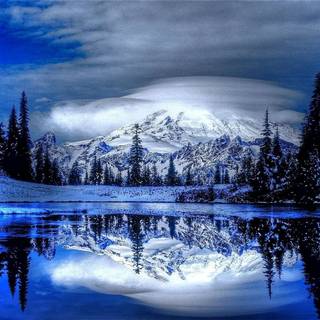 Blue winter landscape wallpaper