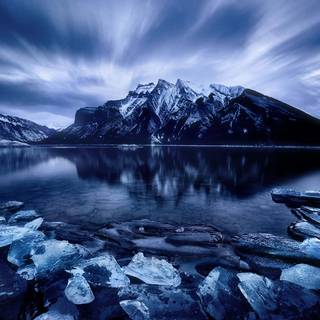 Blue winter landscape wallpaper