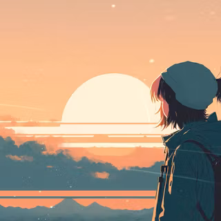 Watching sunset wallpaper