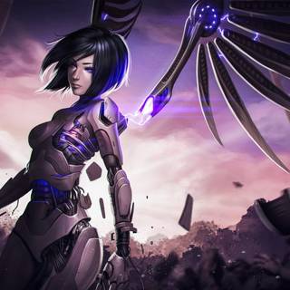 Anime girl cyborg wallpaper