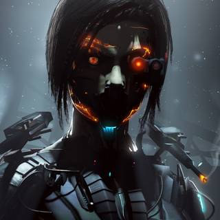 Anime girl cyborg wallpaper