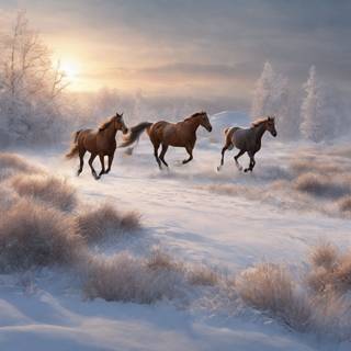 Wild horses winter wallpaper