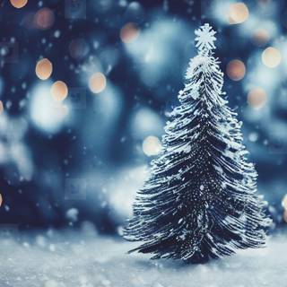 Christmas tree and snow wallpaper