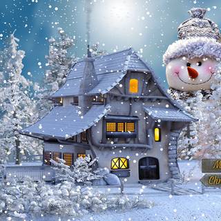 Christmas tree and snow wallpaper