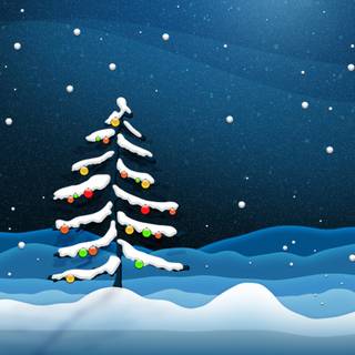 Christmas tree and snow wallpaper