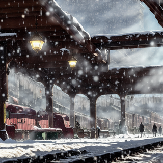 Train station winter wallpaper