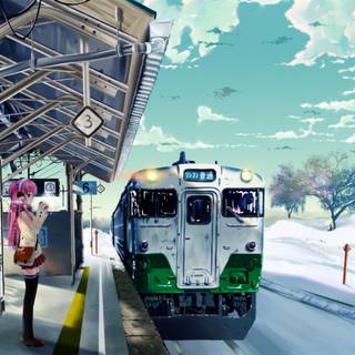 Train station winter wallpaper