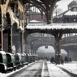 Train station winter wallpaper