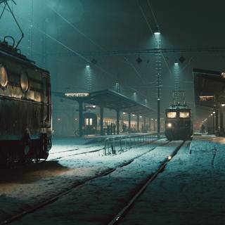 Train station winter wallpaper