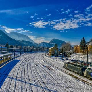 Train station winter wallpaper