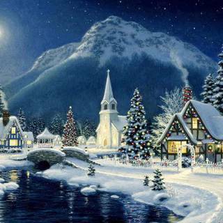 Christmas winter landscape wallpaper