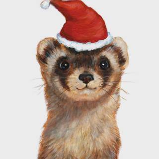 Christmas ferret wallpaper