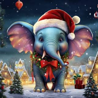 Christmas elephant wallpaper