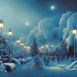 Christmas winter landscape wallpaper