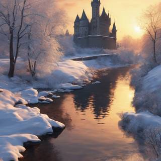Winter castle phone wallpaper