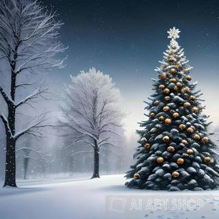 Christmas winter tree wallpaper