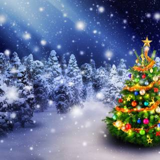 Christmas winter tree wallpaper
