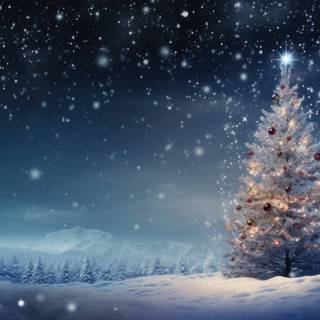 Christmas tree with lights wallpaper
