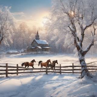 Cute winter horse wallpaper