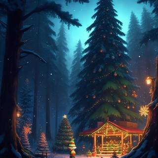 Christmas tree with lights wallpaper