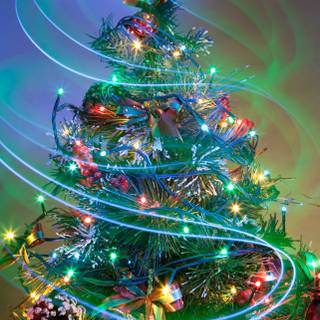 Christmas tree with lights wallpaper