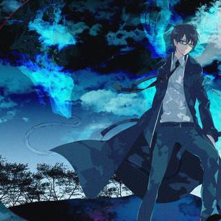 Blue anime desktop wallpaper