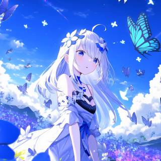 Blue anime desktop wallpaper