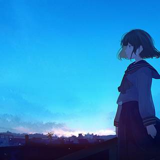 Blue anime desktop wallpaper