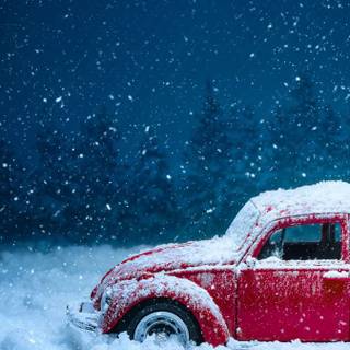 Vintage car winter wallpaper