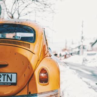 Vintage car winter wallpaper