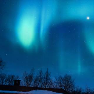 Winter mountain house wallpaper